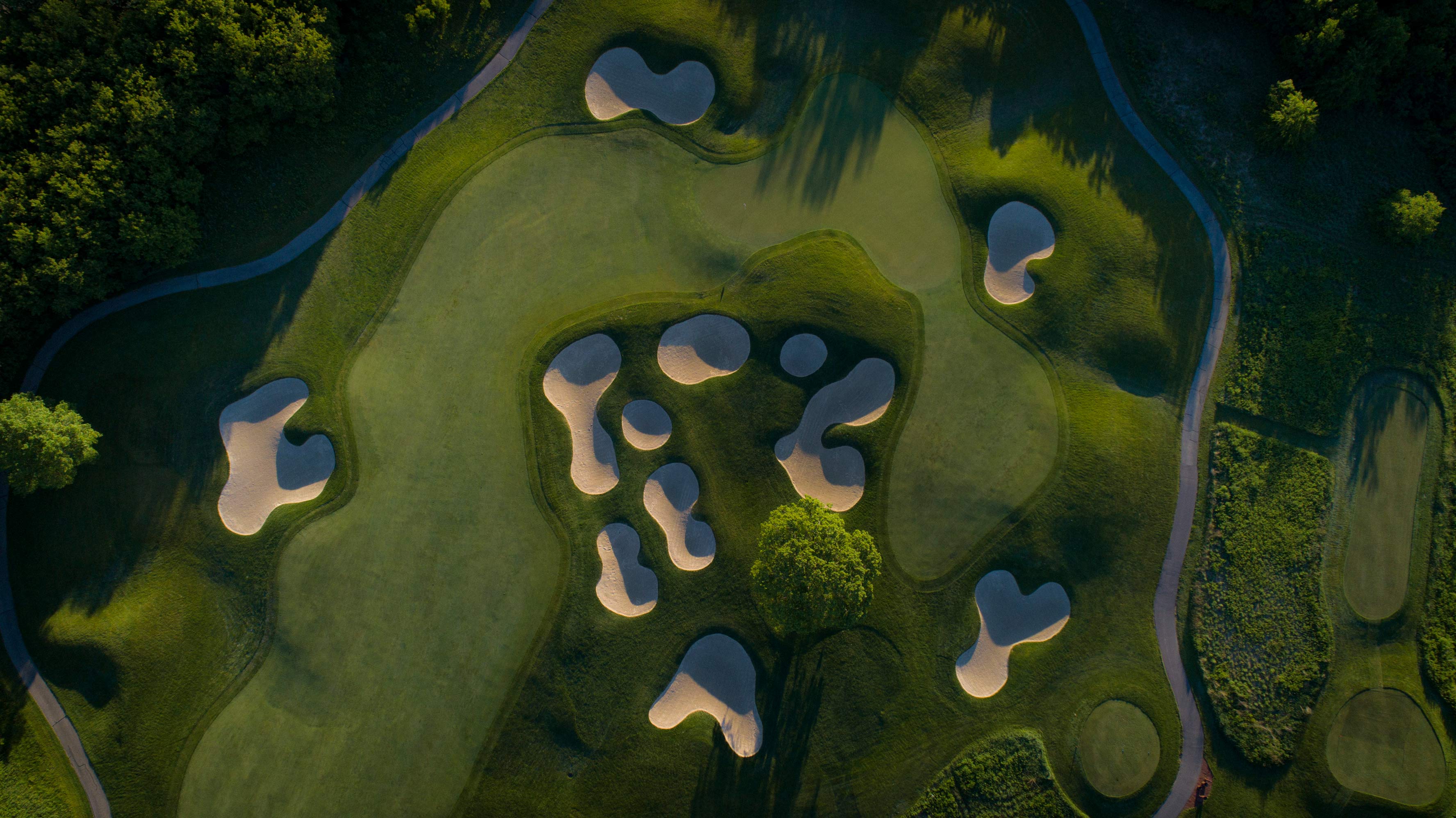 An overhead shot of a hole on the course