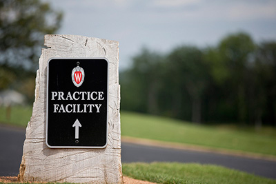A sign leading to the practice area