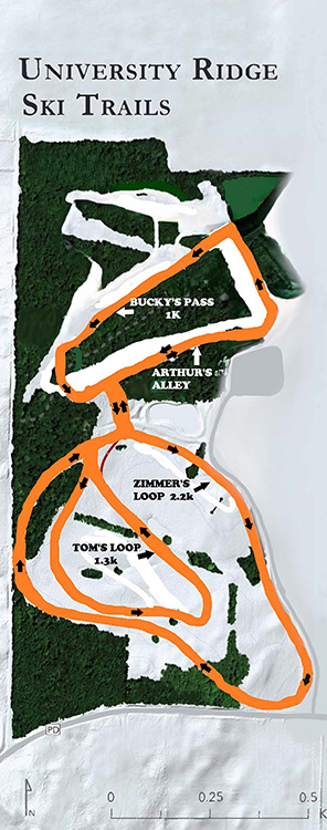 Map of the ski courses @ University Ridge